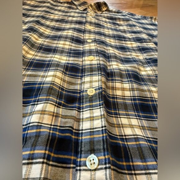 VTG J Crew Shirt Oarsman Long Sleeve Flannel Cotton Blue White Plaid Mens Sz XLT - Picture 3 of 13